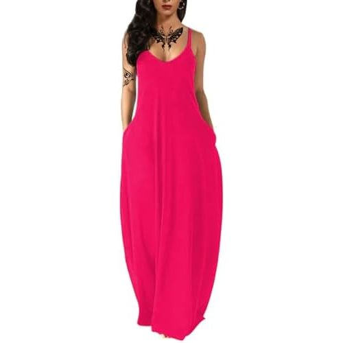 Women's Summer Maxi Dress Long Dress Casual Boho Sleeveless Strap Smocked Tiered Long Beach Sun Dresses