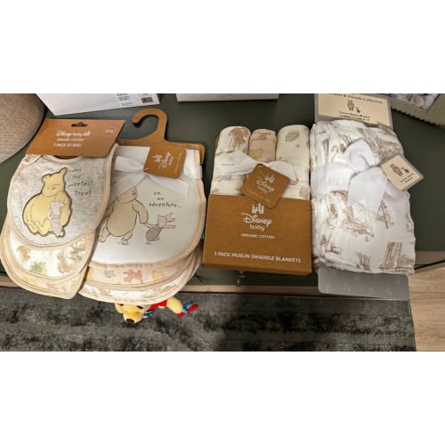 BRAND NEW Disney Winnie the Pooh Baby Collection of Bibs, Burp Cloths & Blankets