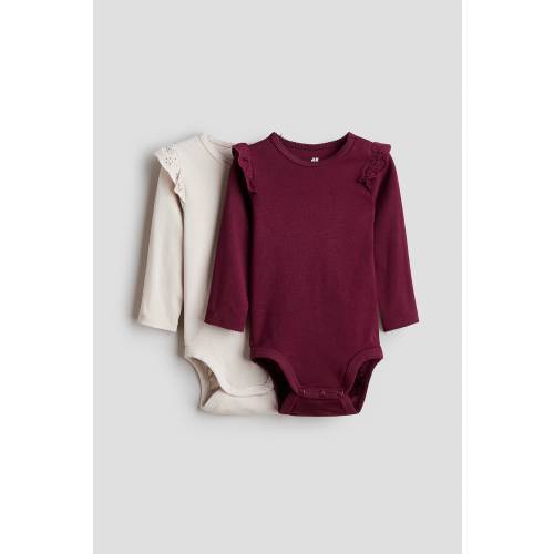 2-PACK RUFFLE-TRIMMED COTTON BODYSUITS