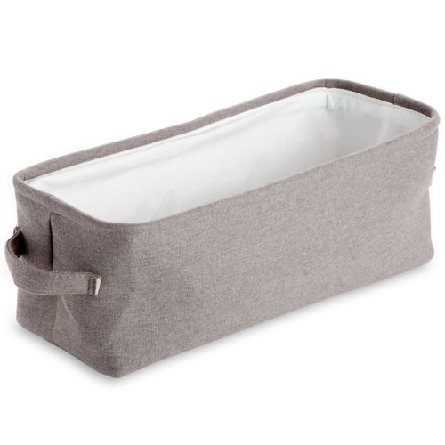 Jute Fabric Storage Bin Basket Box Container Cubes Organizer with Handles Rectangular - 16" x 6" x 5.25"