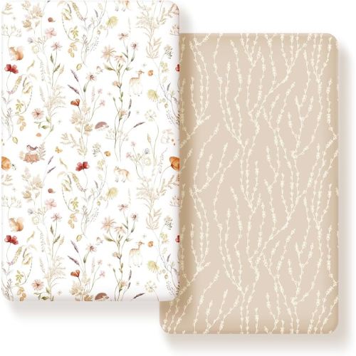 GRSSDER Stretch Ultra Soft Jersey Knit Fitted Crib Sheets Set 2 Pack, Universal Fit All Standard Crib Mattress Pads Safe and Snug, Crib Fitted Sheet with Deep Pocket, Original Design for Baby