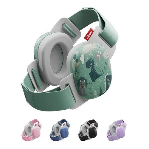 Alpine Muffy Baby Comfort - Protects Hearing for Babies and Toddlers - CE & ANSI Certified - Headband for Safe fit & Comfort - Adjustable for Ages 3-48 Months - 24dB Sound Reduction, Dinos