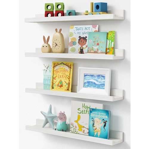 Forbena 24" Floating Nursery Book Shelves for Wall Set of 4