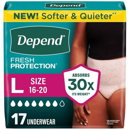 Depend Fresh Protection Adult Incontinence & Postpartum Underwear for Women - Maximum Absorbency - L - Blush - 17ct
