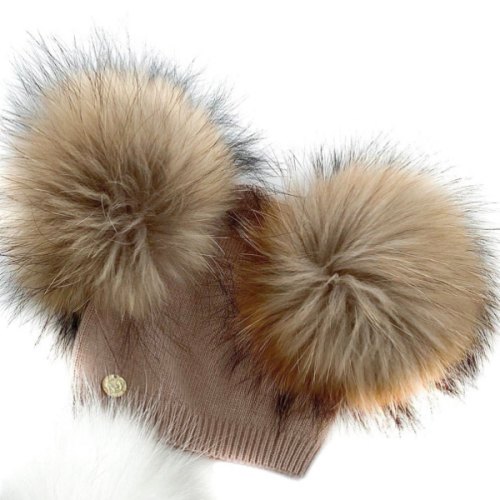 Sasha Double Pom Angora Beanie Hat