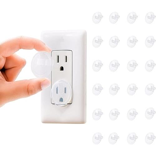 Baby Safety Clear Outlet Covers (24 Pack), Durable Plastic Plug Covers for Power Sockets, Child Proof Electrical Protector Safety Caps