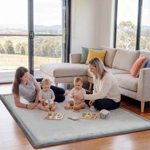 CREAM color size-  4’11*6’7. Plush Flannel Wide-edge Baby Play Mat 1.5" Thick – Non-Slip, Splash Resistant