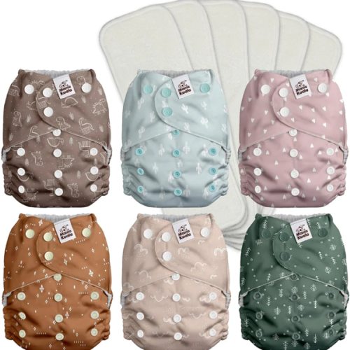 POCKET DIAPER 3.0 WITH INSERTS - 6 PACK(Simply Neutral-Suede Cloth Lining)