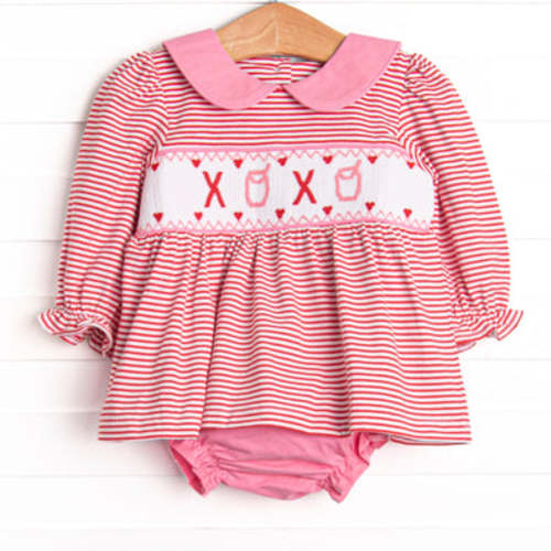 Yours Truly Collared Smocked Diaper Set, Red – Stitchy Fish