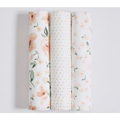 Meredith Floral Organic Muslin Swaddle Set Of 3, Multi