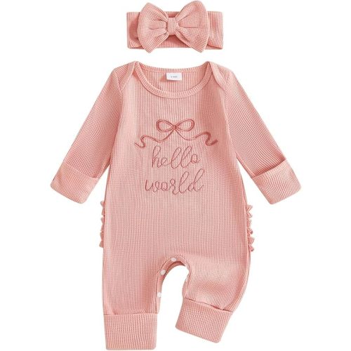 Baby Girl Going Coming Home Outfit Ruffle Mitten Sweater Romper Cute Knit Jumpsuit
