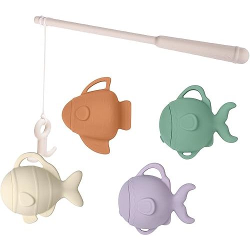 haakaa Baby Bath Fishing Toy Set, Mold Free Food Grade Silicone Bathtub Fishing Toy for Toddler & Kids Ages 3-5, BPA-Free Floating Bath Tub Toys for 3 Years+