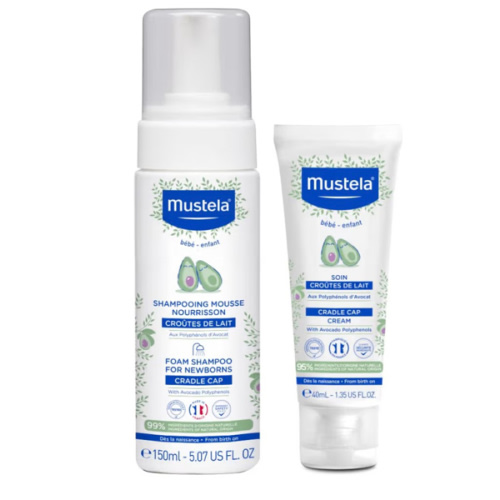 Mustela Baby Cradle Cap Bundle - Natural Baby Shampoo & Cradle Cap Cream - with Natural Avocado - 2 Piece Set