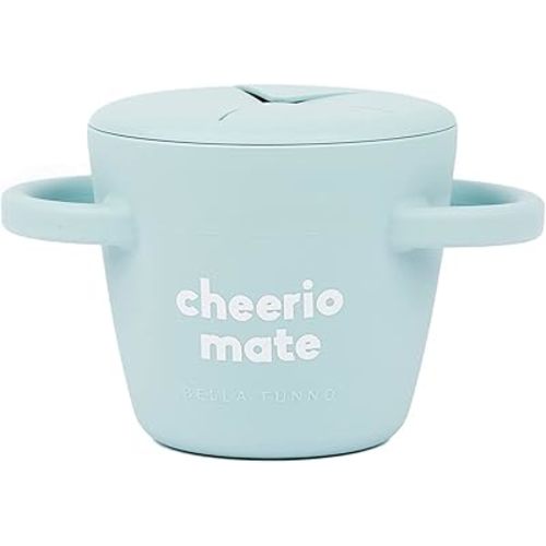 Bella Tunno Happy Snacker – Spill Proof Snack Cups for Toddlers and Babies, Snack Containers Made from Silicone BPA Free, Soft Opening & Removable Lid (Cheerio Mate)