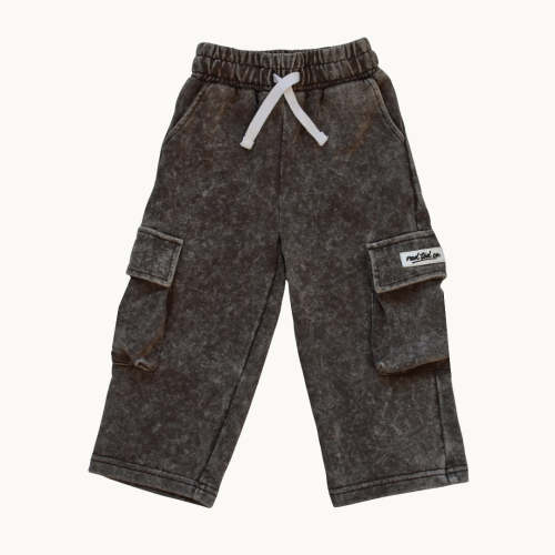 STONE WASH CARGO JOGGERS - ESPRESSO