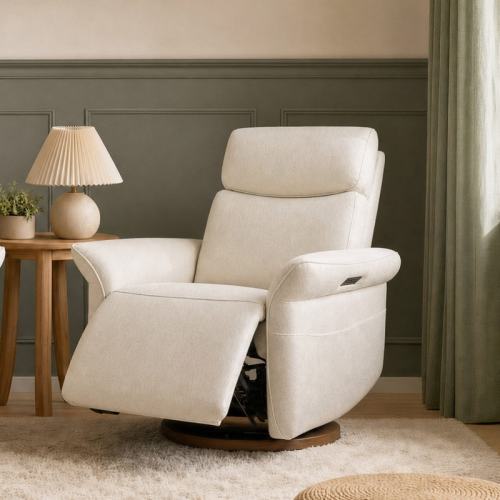 Spruce & Spring Isla Power Swivel Recliner Chair Triple-Motor Nursery Glider (Cream)