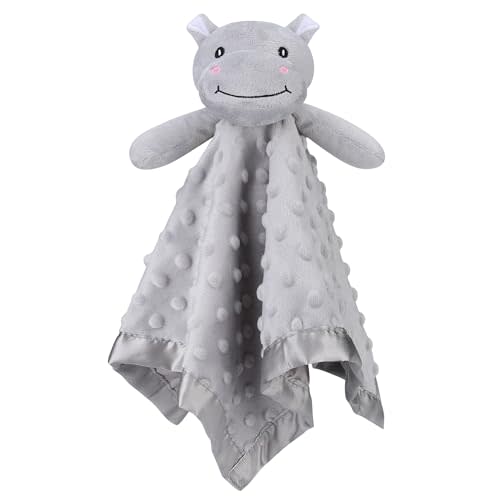 Pro Goleem Hippo Loveys for Babies, Soft Security Blanket Baby Snuggle Toy Newborn Stuffed Animals Baby Gifts for Boys and Girls, 16 Inch