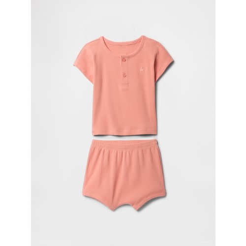 Baby Ribbed Henley Two-Piece Outfit Set