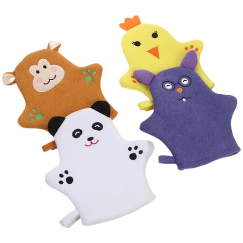 4Pcs Baby Washcloths Soft Cartoon Baby Safe Kids Washcloths Cute Animal Wash Mitts for Body for Bath Shower Boys Girls Toddler Wash Cloths for Bath