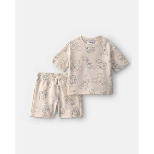 Baby Boy 2-Piece Mickey Mouse Short-Sleeve Top & Short Set - Cream 6-9M