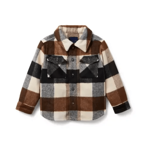 Boy Cream Plaid The Plaid Brushed Twill Shirt Jacket by Janie and Jack