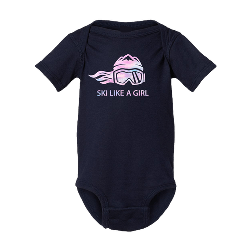 Ski Like A Girl Baby Bodysuit Cotton Candy