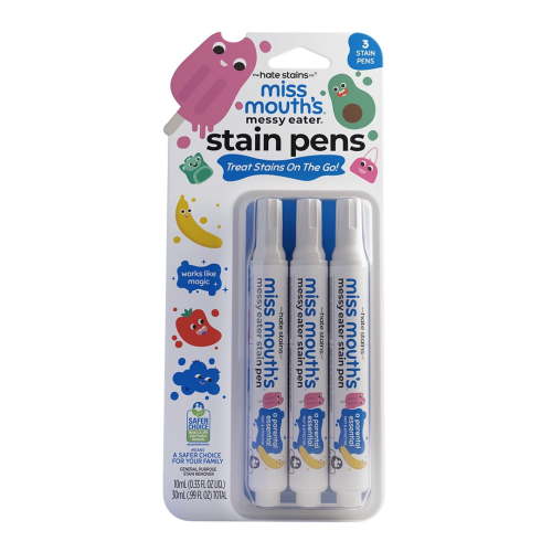 Miss Mouth's Messy Eater Stain Treater Pens for Baby & Kids, 3 Pack, Newborn & Baby Essentials, Stain Remover for Food, Grease, Coffee & More, Gentle on Laundry, Fabric & Underwear