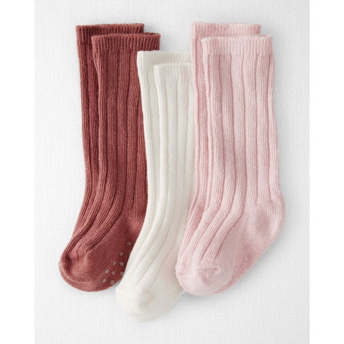 Baby Girl 3-Pack Knee-High No-Slip Socks Made with Organic Cotton - Little Planet | Carter's