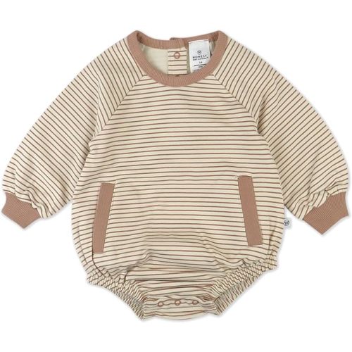 HonestBaby Multipack Short Romper Sets and Dresses 100% Organic Cotton for Infant Baby and Toddler Boys, Girls, Unisex - 6-9 Months - Mini Mink Stripe - 2