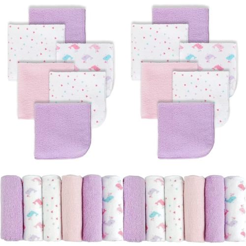 Viviland Baby Washcloths, Soft 24 Pack Baby Wash Cloths Unisex for Boys Girls, Super Absorbent Baby Face Towel Gentle on Sensitive Skin, Wash Clothes for Baby Face & Body, 9''x 9''