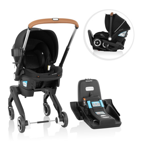 Evenflo Shyft DualRide Preemie and Infant Car Seat and Stroller Combo 3-30lbs w Carryall Storage & Extended Canopy (Onyx Black)