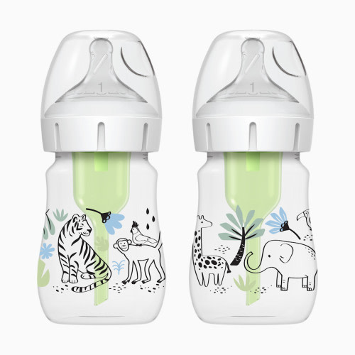 Dr. Brown's Anti-colic Options+ Wide-Neck Baby Bottle, 5oz (2 Pack) - Jungle Designs, 5 Oz