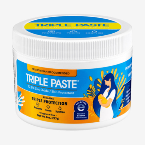 Triple Paste Diaper Rash Cream for Baby - 8 Oz Tub – Zinc Oxide Ointment Treats, Soothes & Prevents Diaper Rash, Pediatrician-Recommended Hypoallergenic Formula, Baby Essentials for Daily & Overnight
