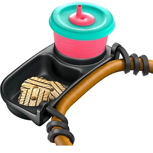 Swanoo Universal Stroller Snack Tray | Compatible With Nuna Mockingbird Bugaboo Uppababy | Stroller Bumper Bar Tray Attachment with Cup Holder | Baby Toddler Disneyland Essentials Stroller Accessories