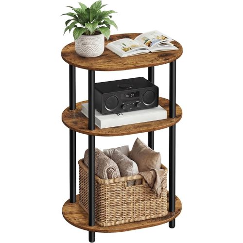 VASAGLE Side Table, Small End Table, Tall Nightstand, Steel Frame