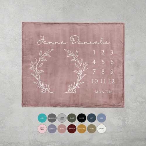 Monthly Milestone Blanket Baby Growth Chart Month Tracker Newborn Gift for New Mom Personalized Baby Name Blanket Customized Baby Girl Gift