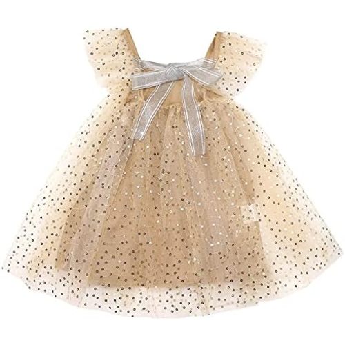 AGQT Baby Girls Christmas Tulle Tutu Dress Sleeveless Sequin Layered Dresses Size 6M-4T