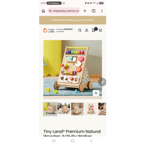 Tiny Land® Premium Natural Wooden Activity Walker