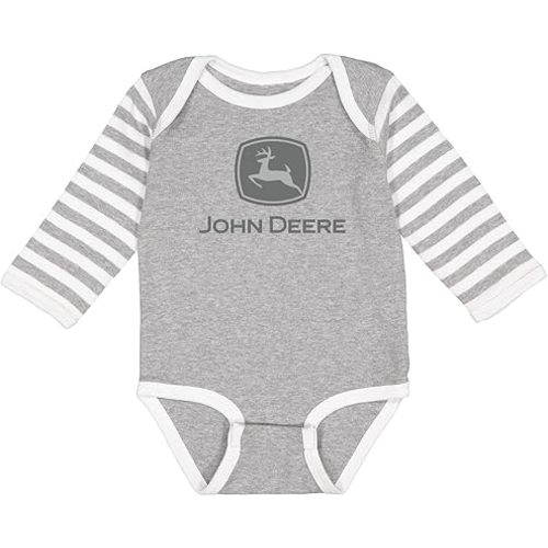 John Deere Baby Boy Long Sleeve Bodysuit With Logo-Oxford-18M