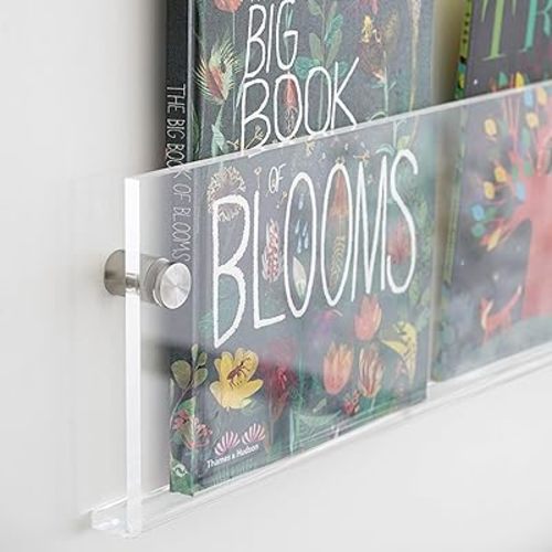 ROYALITA 2-Pack Acrylic Magazine Holder Vinyl Records Holder, Display Floating Nursery Bookshelves Wall Decor Hanging Magazine Holder for Waiting Room, Living Room