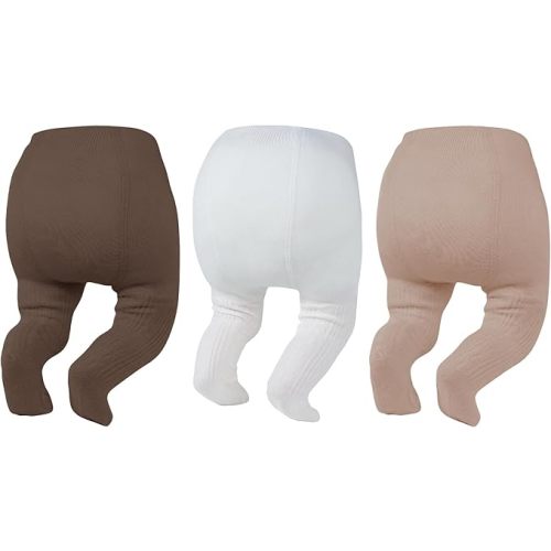 Zando 3Pack Newborn Baby Girls Tights Infant Cable Knit Winter Cotton Warm Footed Tights Leggings Stockings Pantyhose 0-4T