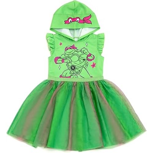 Teenage Mutant Ninja Turtles Girls Scuba Cosplay Hooded Tulle Tutu Dress Toddler to Big Kid Sizes (2T - 10-12)