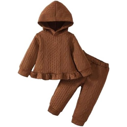 Mioglrie Ropa para bebé niña pequeña, trajes de otoño e invierno, sudadera de color sólido, conjunto de ropa 3M-3T