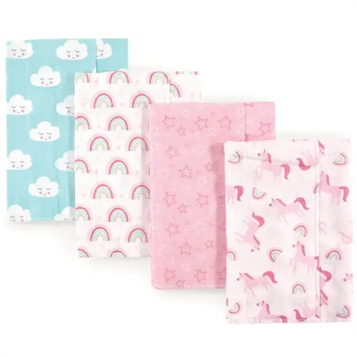 Luvable Friends Unisex Baby Cotton Flannel Burp Cloths, Rainbow, One Size