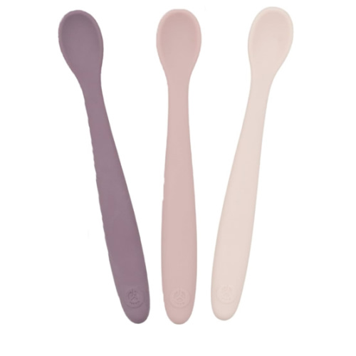 WeeSprout Silicone Baby Spoons - First Stage Infant Feeding Utensils With Soft-Tip, Bendable Kitchenware for Parent & Self-Feeding, Ultra-Durable, Dishwasher Safe, Travel Case, Set of 3