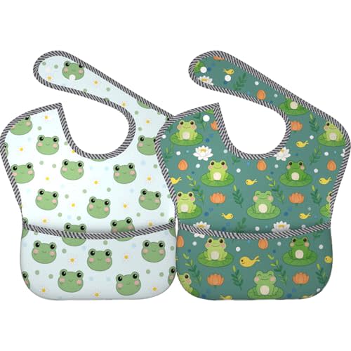 Cute Bibs 2Packs for 6-24 Months Washable Fabric Waterproof