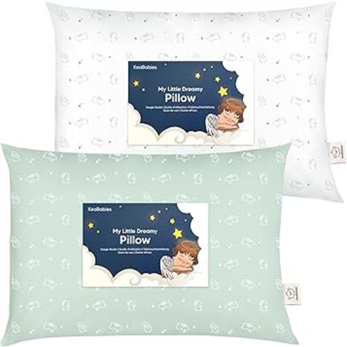 KeaBabies 2-Pack Toddler Pillow 13x18 - Soft Organic Cotton Kids Travel Bed Pillows for Sleeping, School, Nap, Machine Washable, Toddlers 2 to 5, Pillowcase Sold Separately (Bunnies)