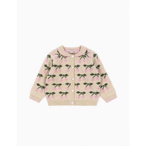 Belou Knit Collar Cardigan in Cherry