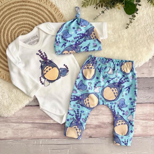 Totoro Baby Gift Set: Kawaii Leggings, Bodysuit & Knotted Hat Set
