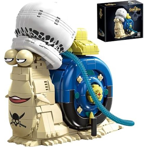 Anime Snail Phone Bug Building Kit 701 PCS Pirate Transponder Snail Model with Spotted Hat & Blue Shell Creative Cartoon Animal Figure Construction Toy Manga Desk Decor Gift for Adults Teens